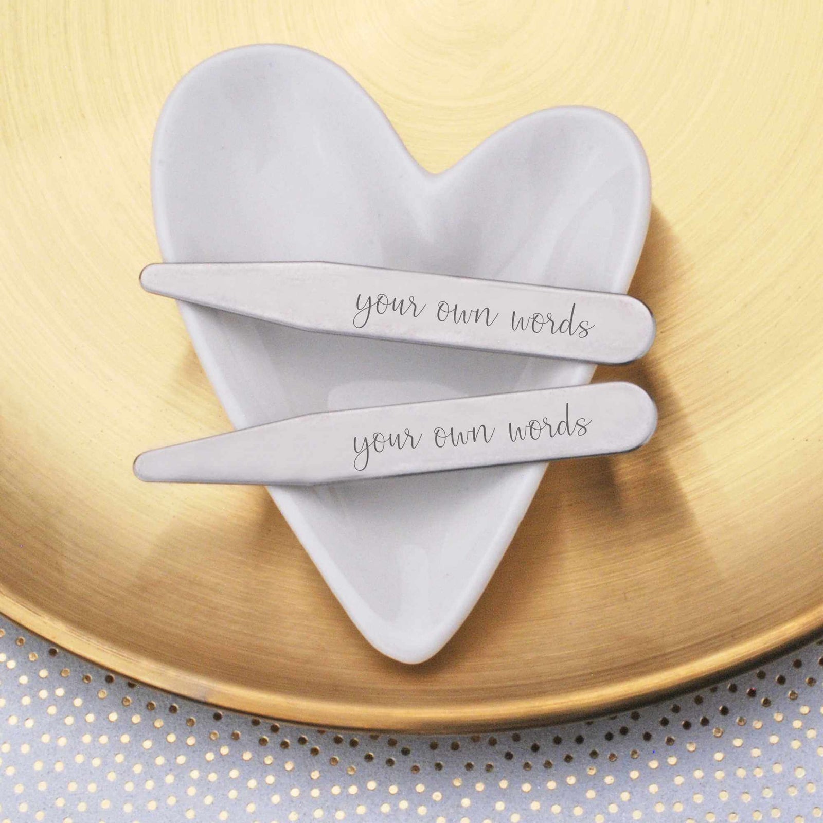 Collar Stays Engraved with Your Own Words