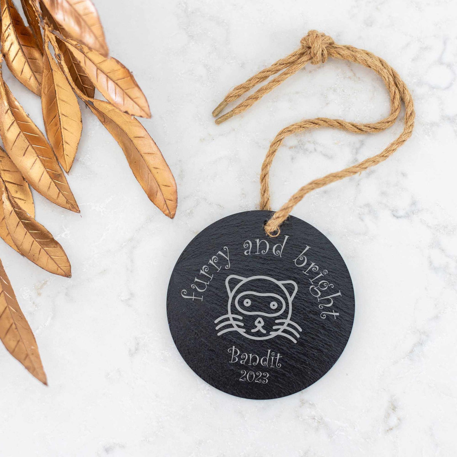 Furry and Bright - Pet's Slate Christmas Ornament