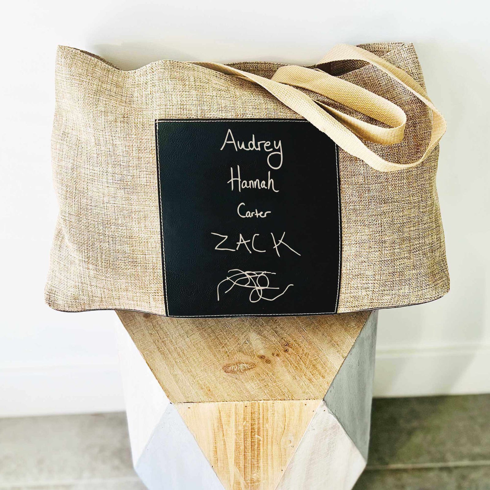 Burlap Tote Bag Personalized with Your Own Handwriting