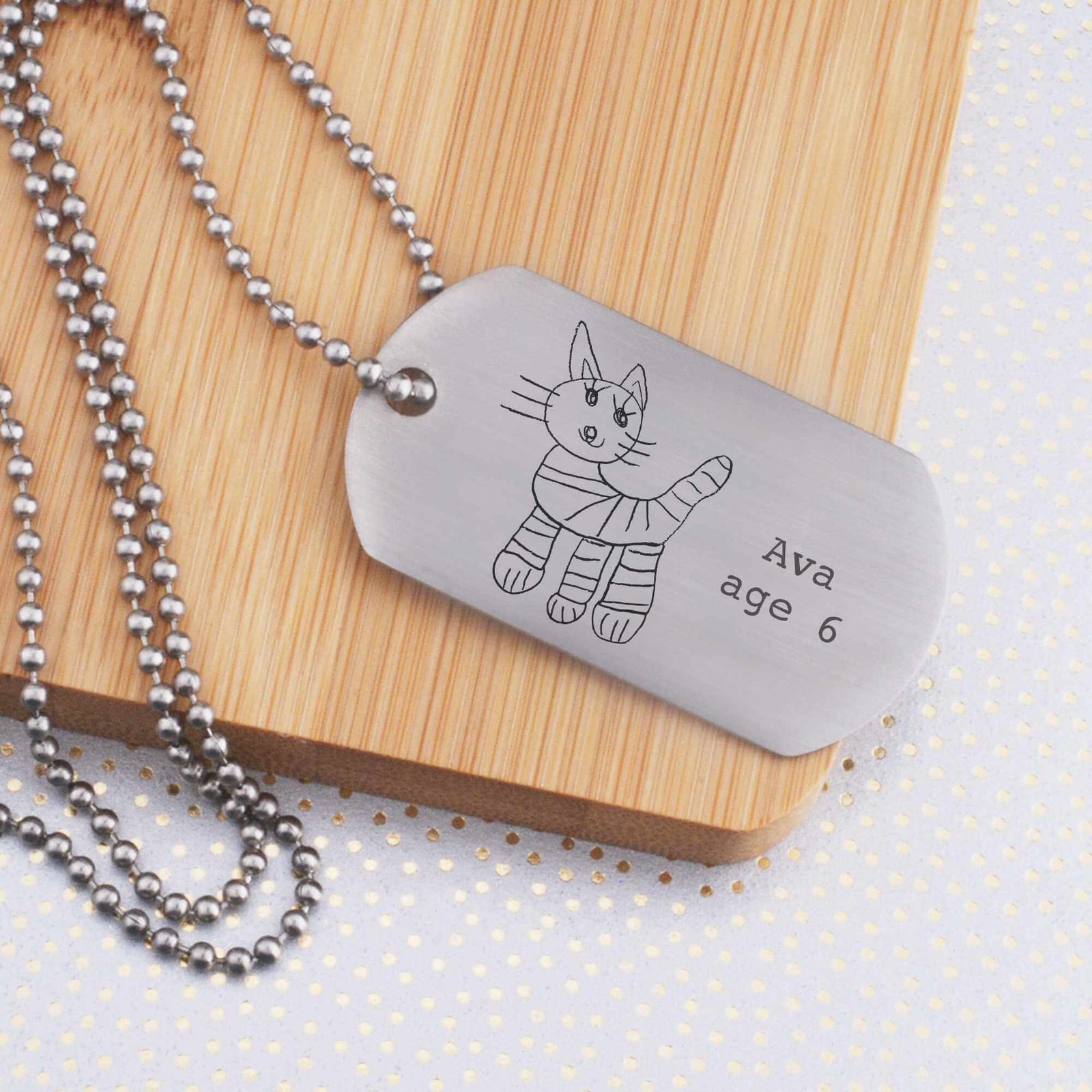 Custom Handwriting Dog Tag Necklace for Dad