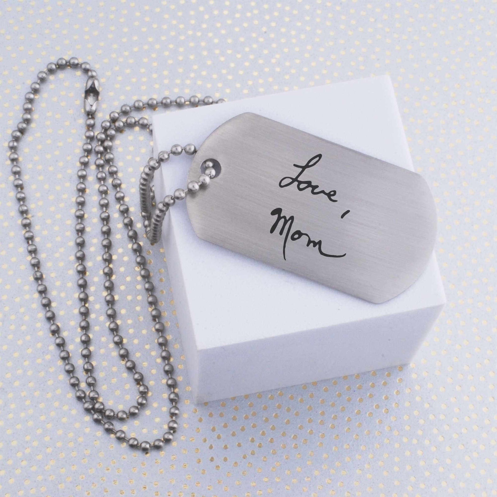 Custom Handwriting Dog Tag Necklace for Dad