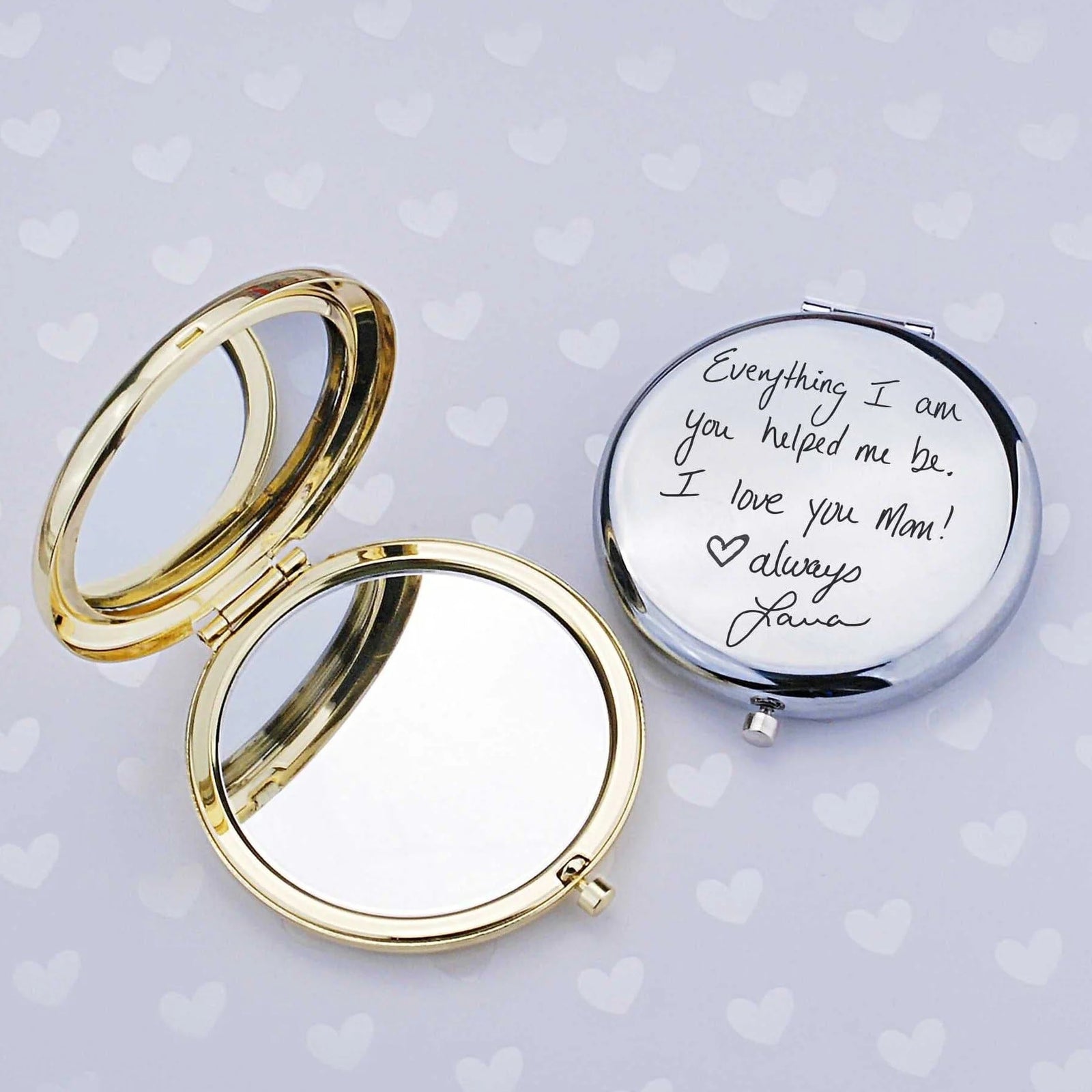 Compact Mirror Engraved with Your Own Handwriting