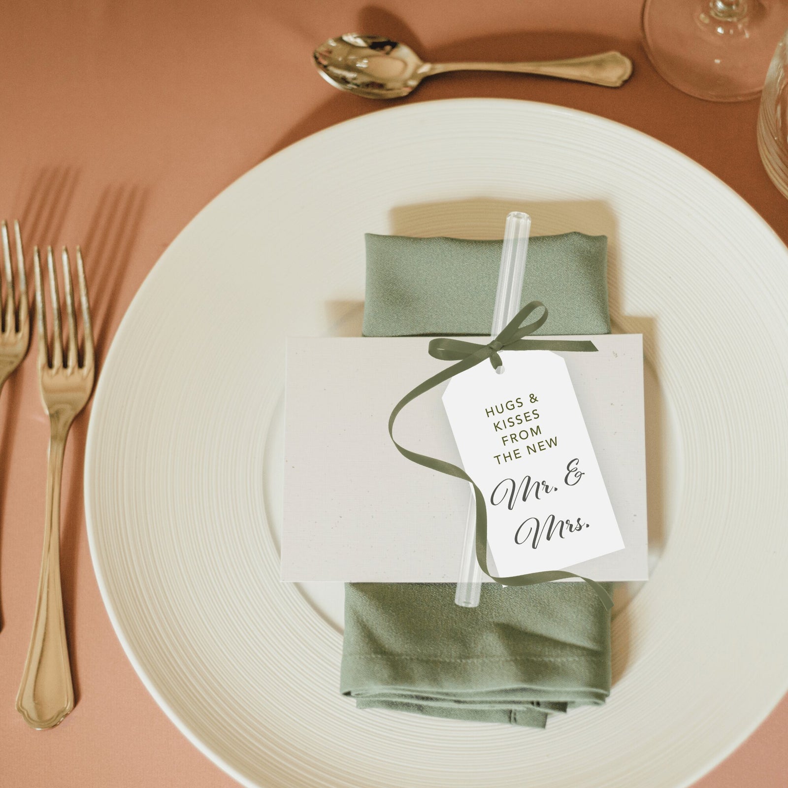 Custom Engraved Wedding Favor Glass Straws
