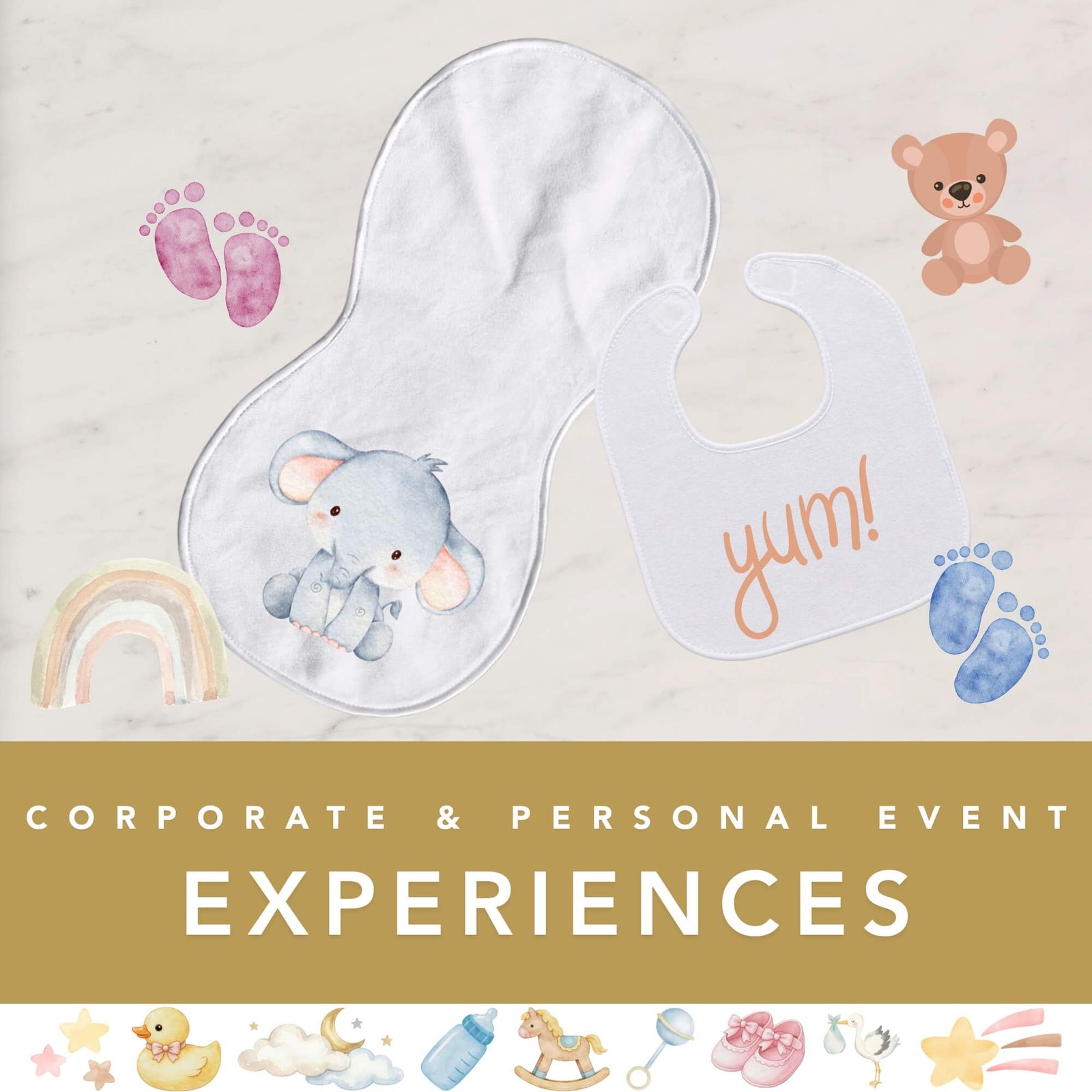 Baby Shower Bib & Burp Cloth Bar