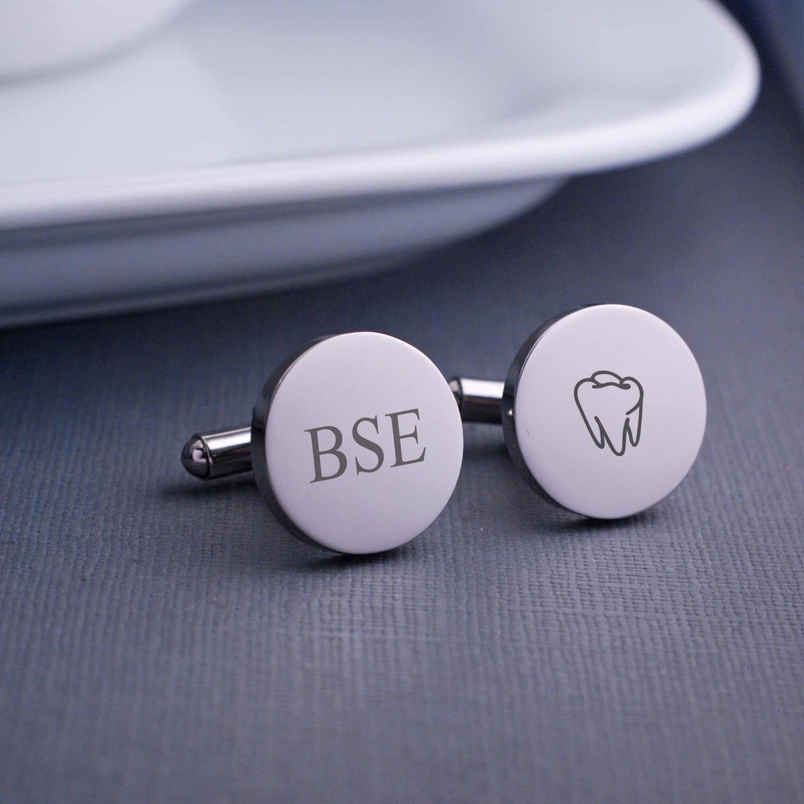 Tooth Cufflinks - Monogrammed Dentist Gift