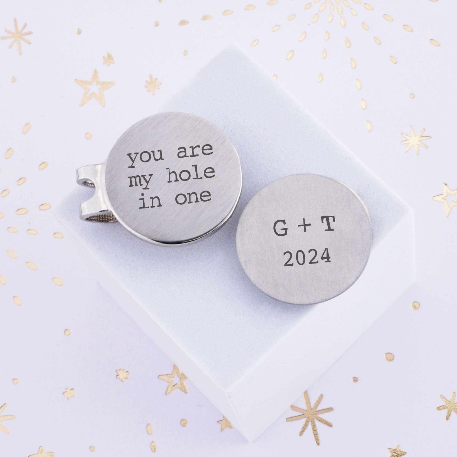 Golf Ball Marker Set - You are My Hole In One + Personalized Initials