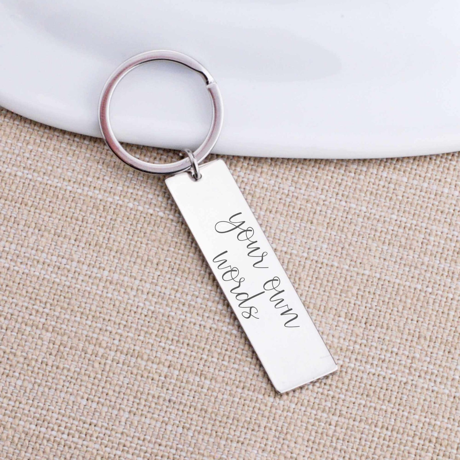 Bar Keychain Engraved with Your Own Words