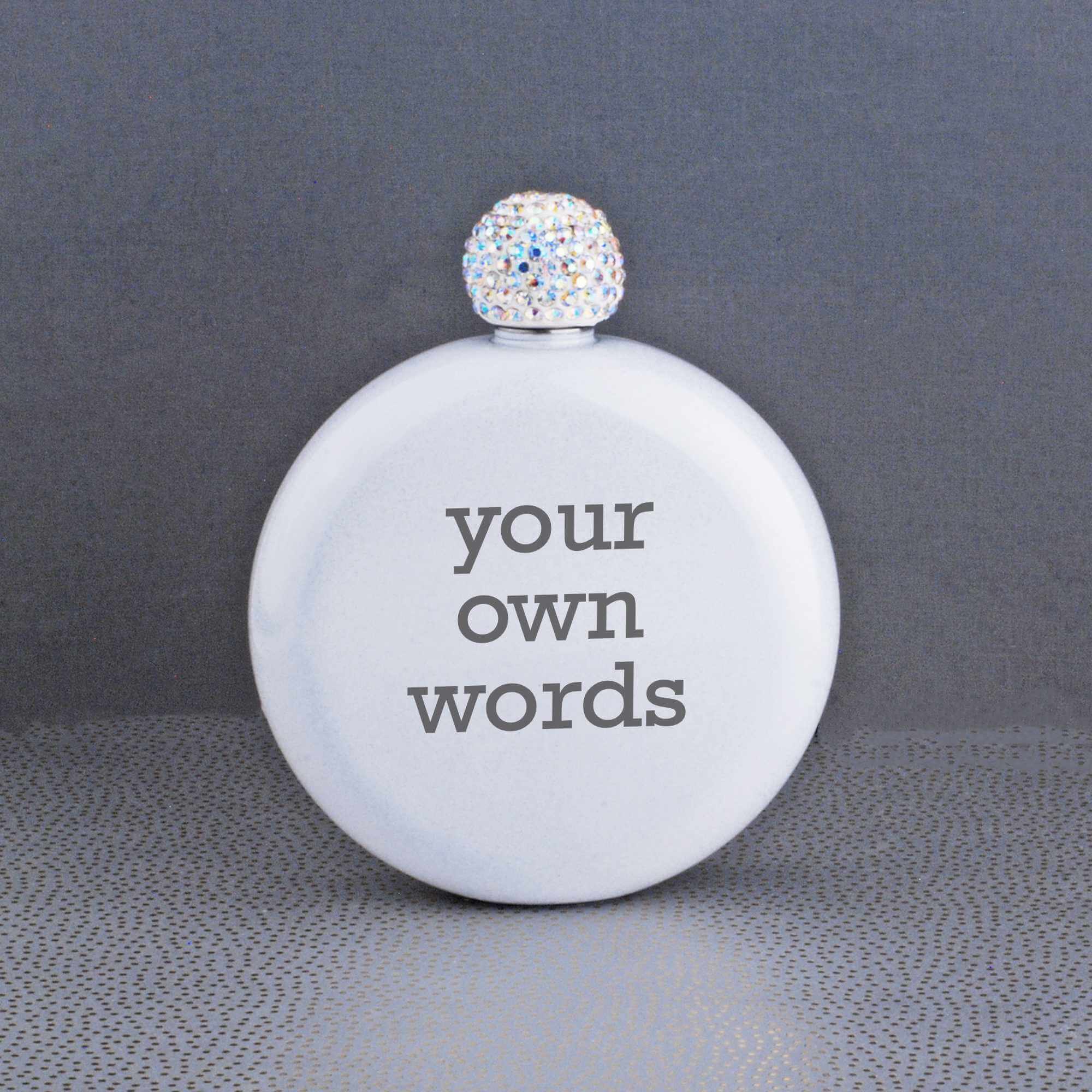 Round Glitter Flask Engraved with Your Own Words