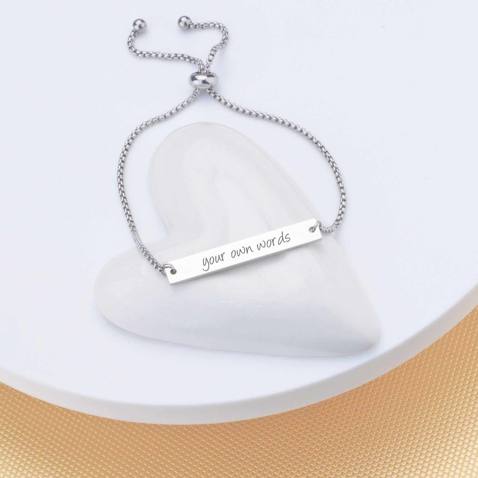 Adjustable Slide Bracelet Engraved with Your Own Words