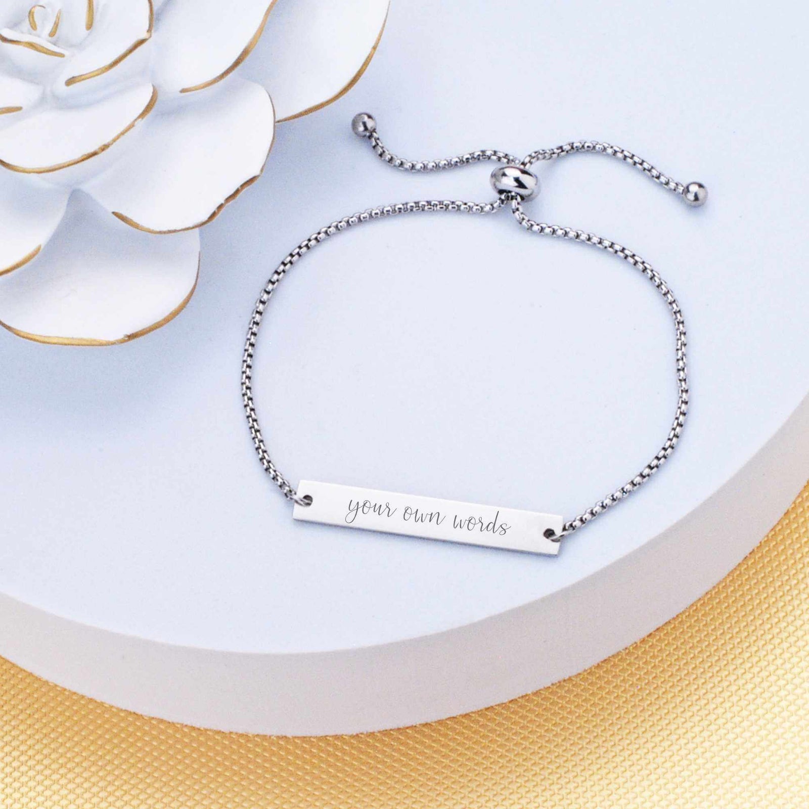 Adjustable Slide Bracelet Engraved with Your Own Words