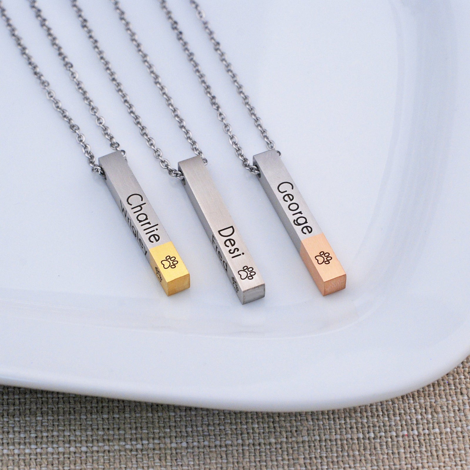 Pet Paw Print Bar Necklace – Necklace – Love, Georgie