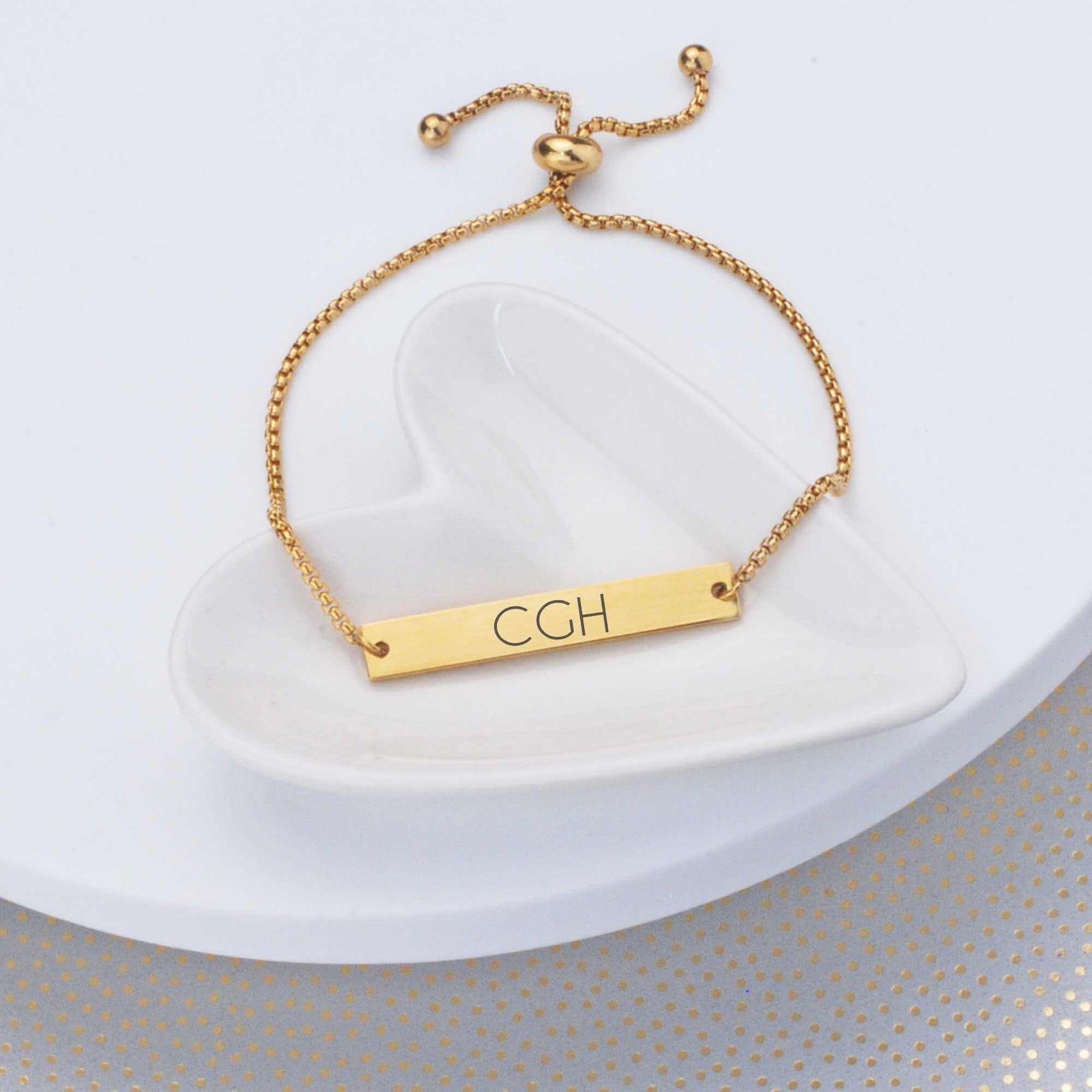 Bridesmaid Monogram - Adjustable Slide Bracelet