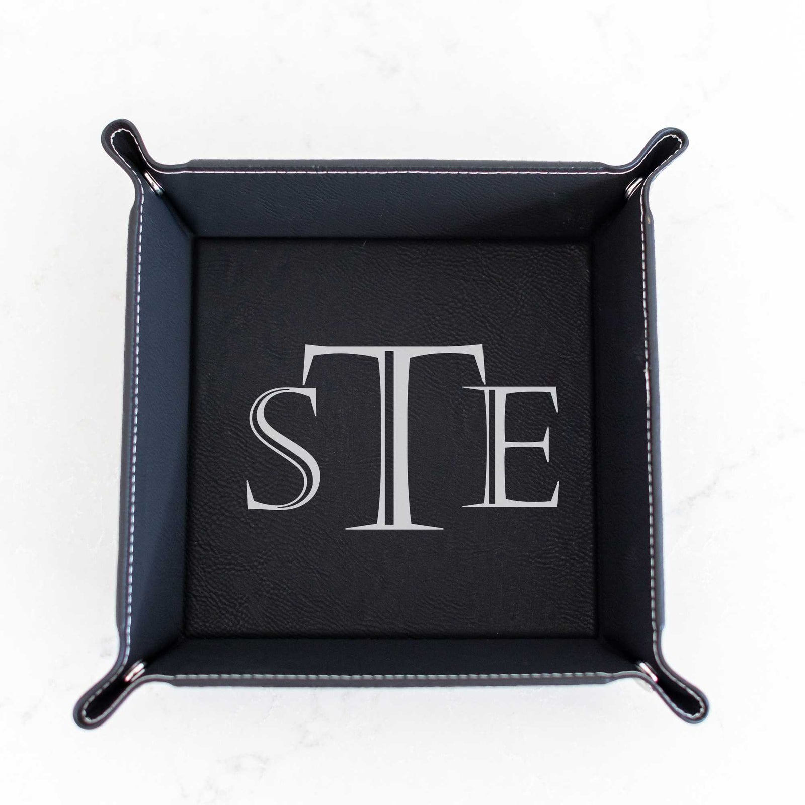 Monogrammed Vegan Leather Valet Tray