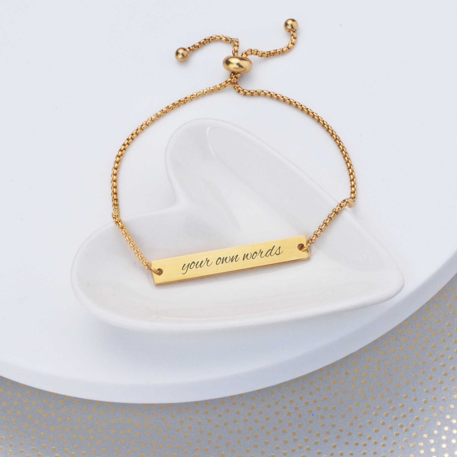 Adjustable Slide Bracelet Engraved with Your Own Words