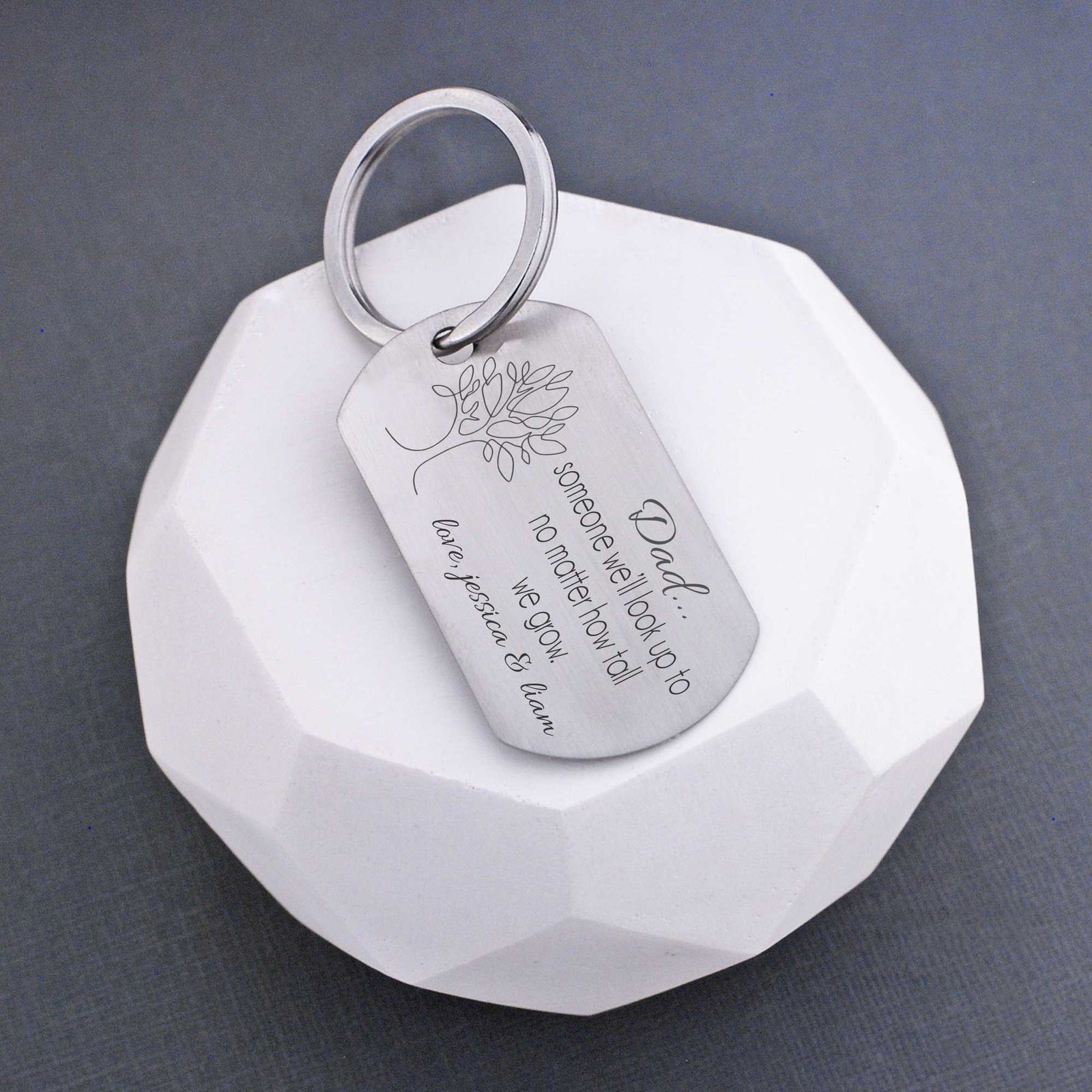 Custom Dog Tag Keychain for Dad: Someone We'll Look Up To – Keychain – Love, Georgie