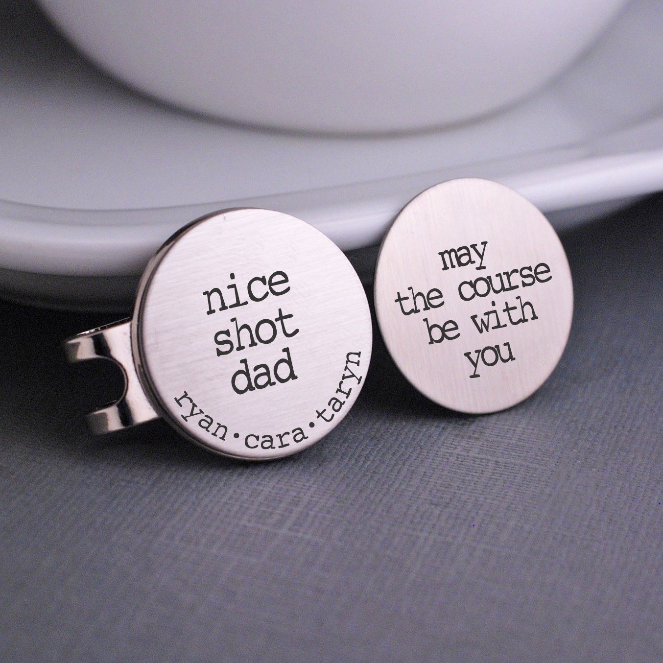 Golf Ball Marker Set: May the Course Be with You + Nice Shot Dad – Golf Ball Markers – Love, Georgie