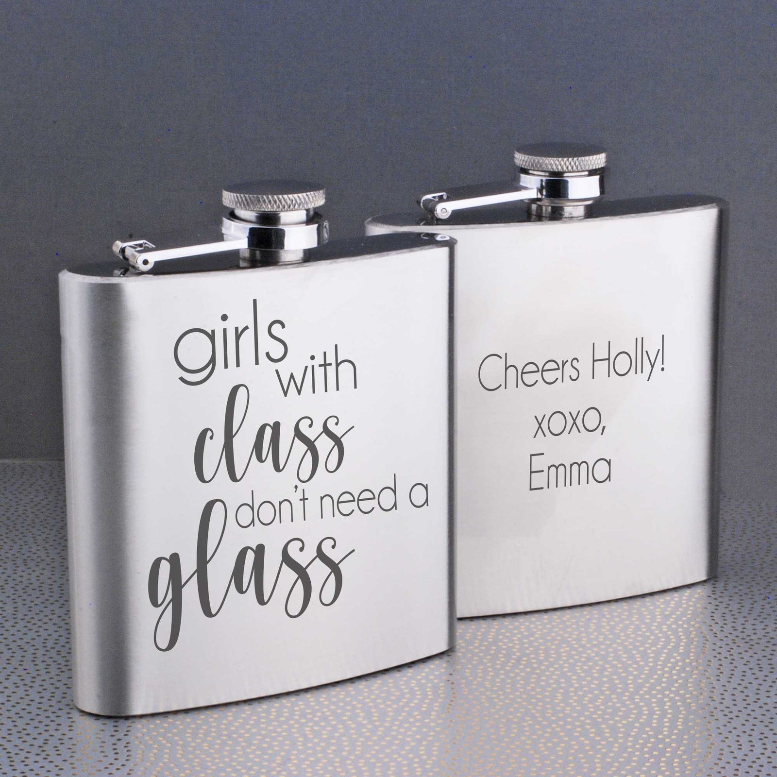 Girls with class don't need a glass - Steel Flask – Flask – Love, Georgie