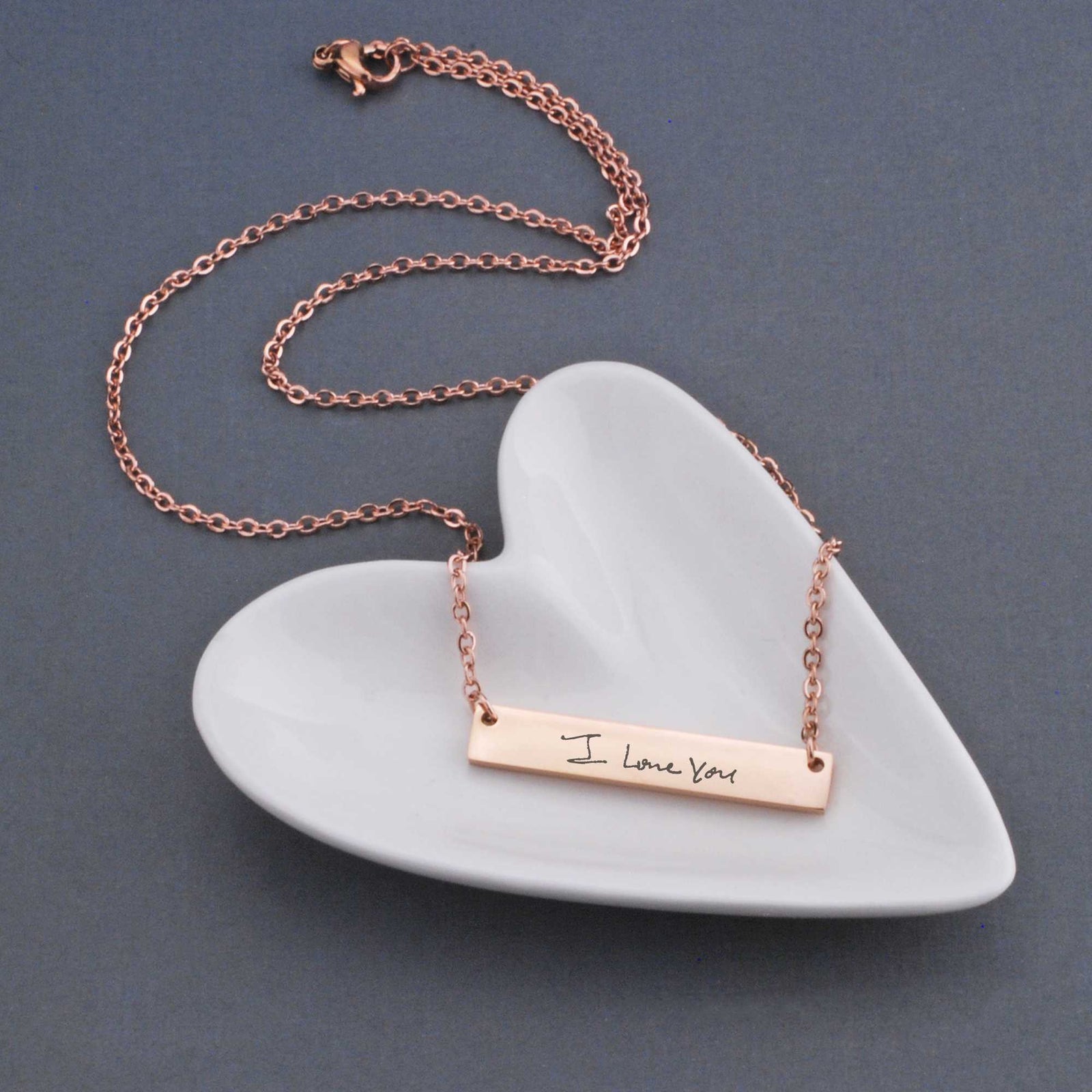 Bar Necklace Engraved with Your Own Handwriting