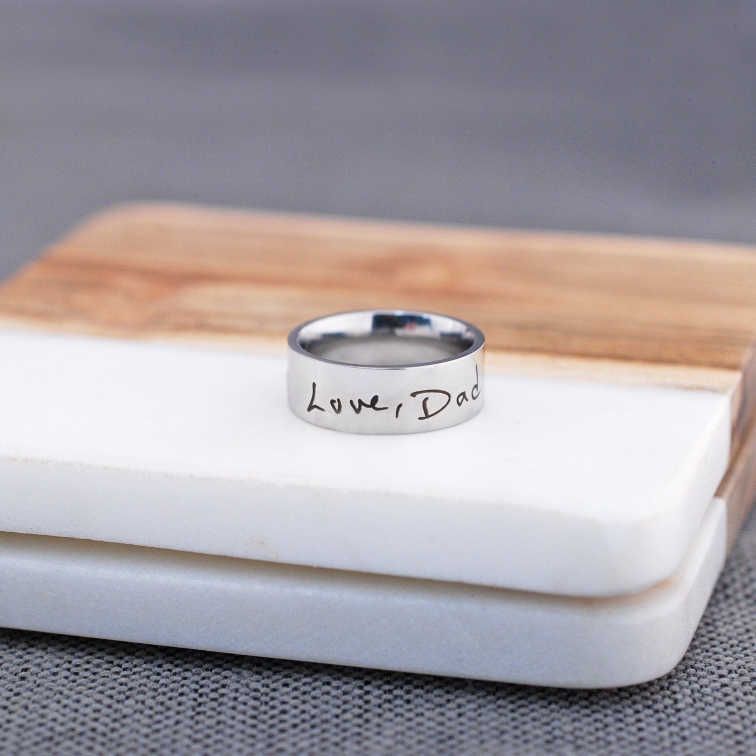 Handwriting Ring - 8mm Wide Band – Ring – Love, Georgie