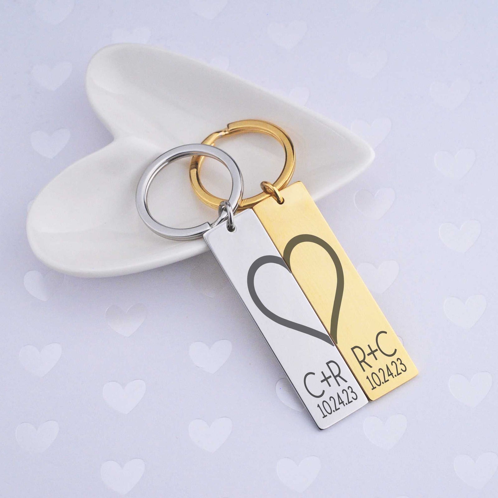 Matching Hearts - Couple's Keychain Set