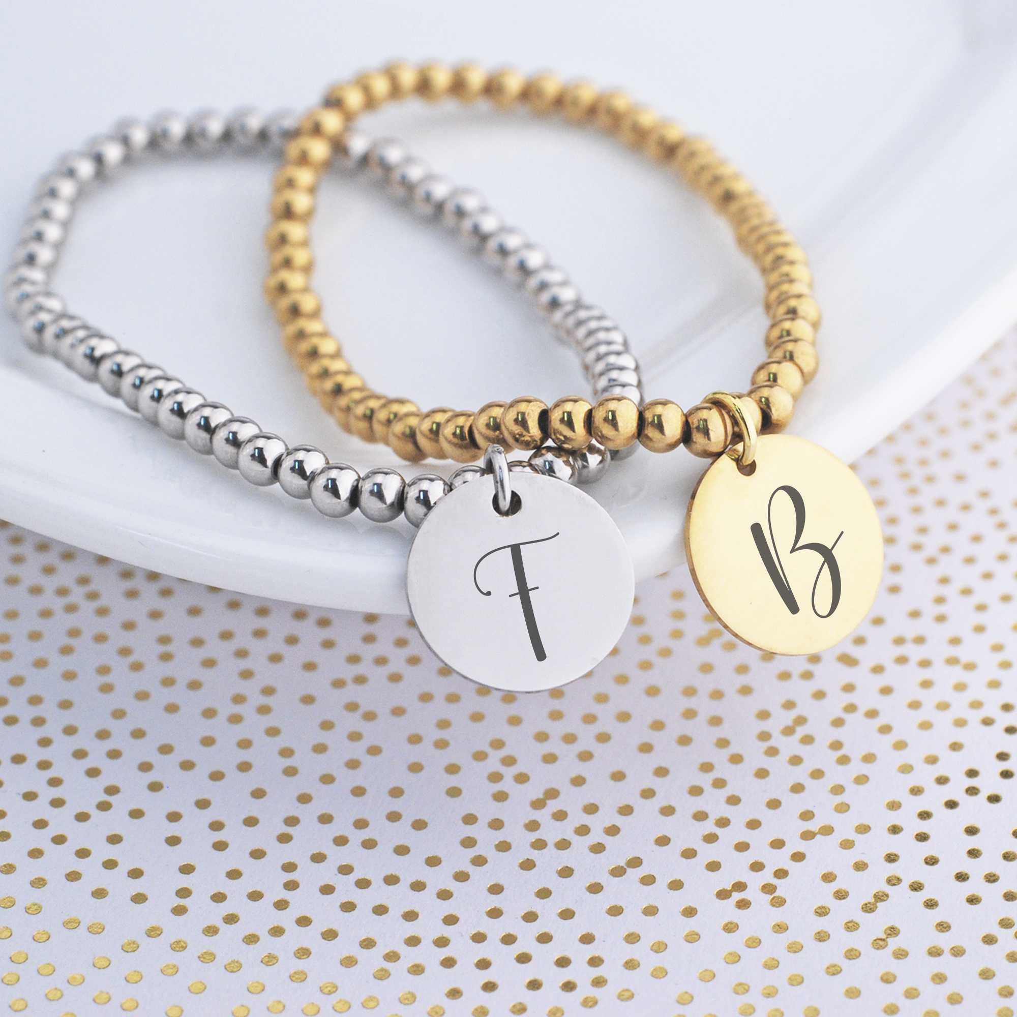 Bridal Party Stretch Bracelet with Initial