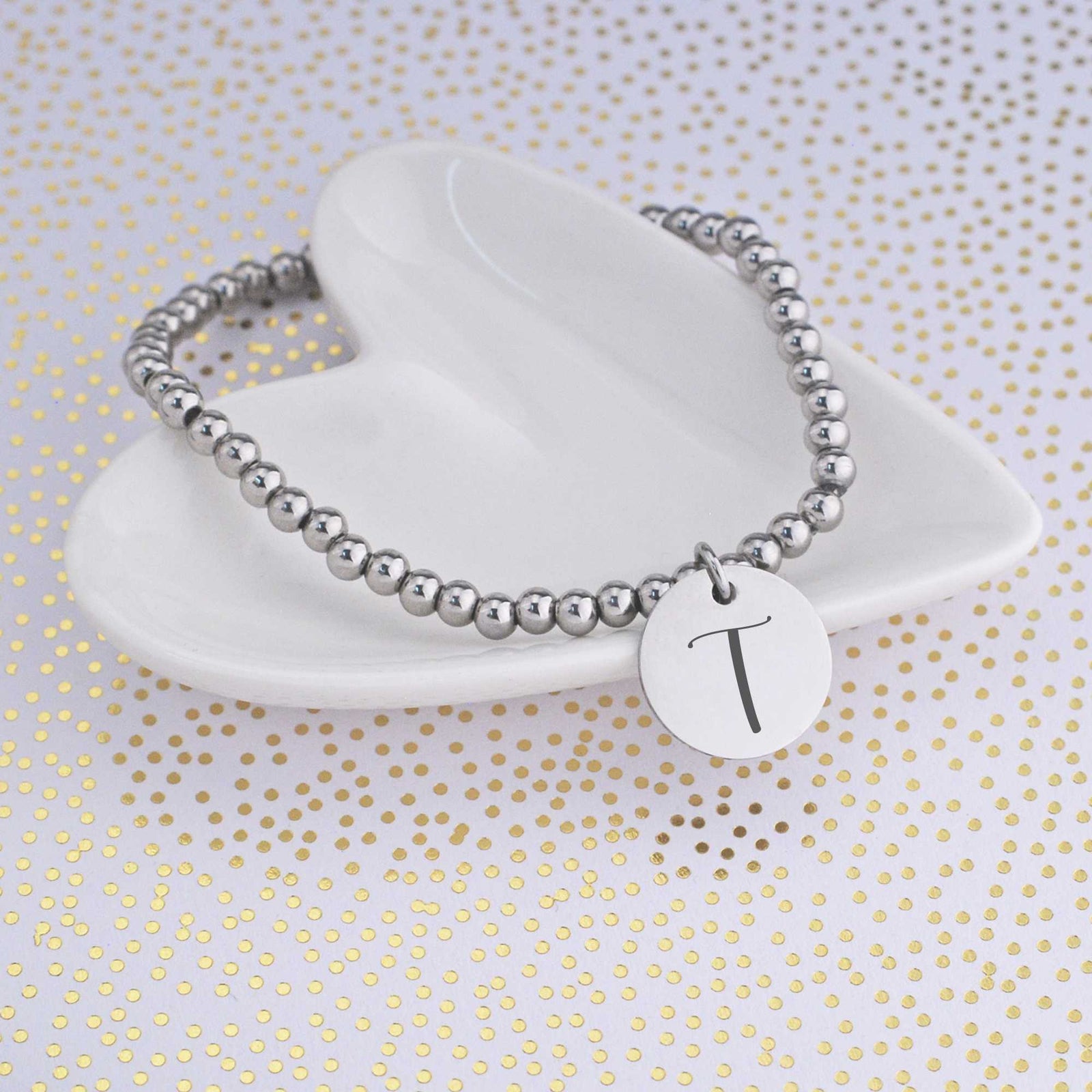 Bridal Party Stretch Bracelet with Initial