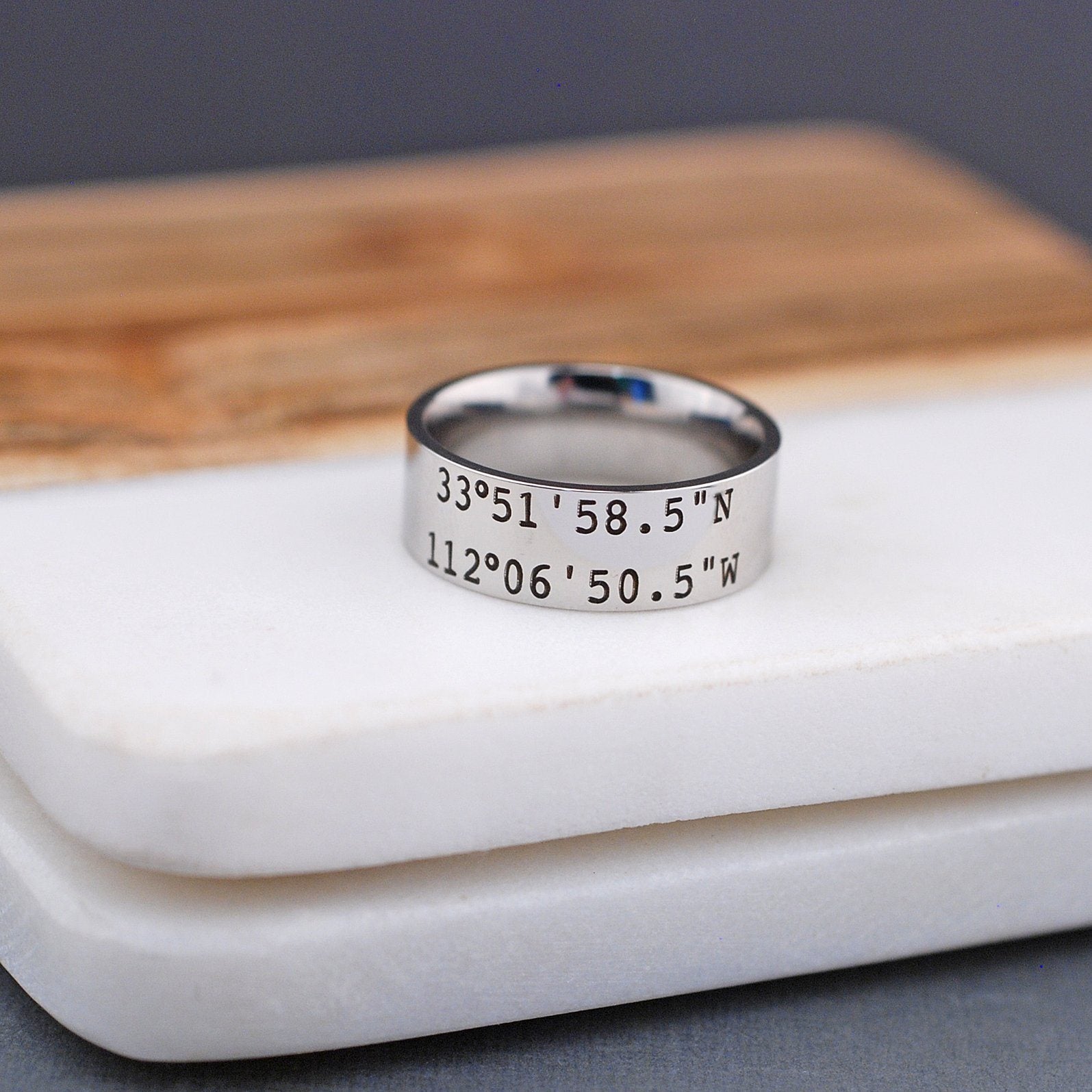 Latitude Longitude Ring - 8mm – Ring – Love, Georgie