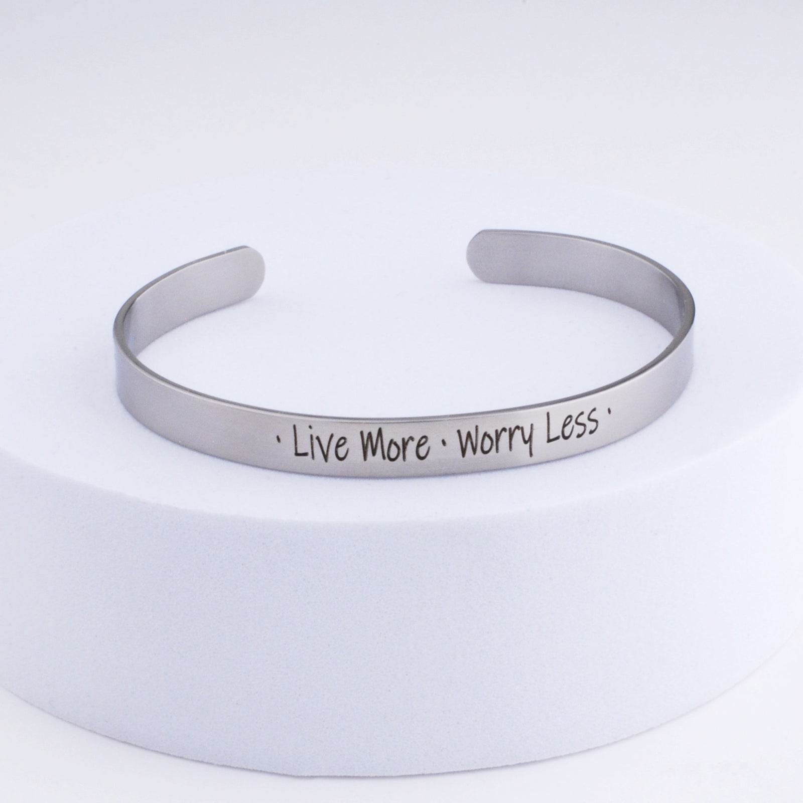 Live More Worry Less - Cuff Bracelet – Bracelet – Love, Georgie