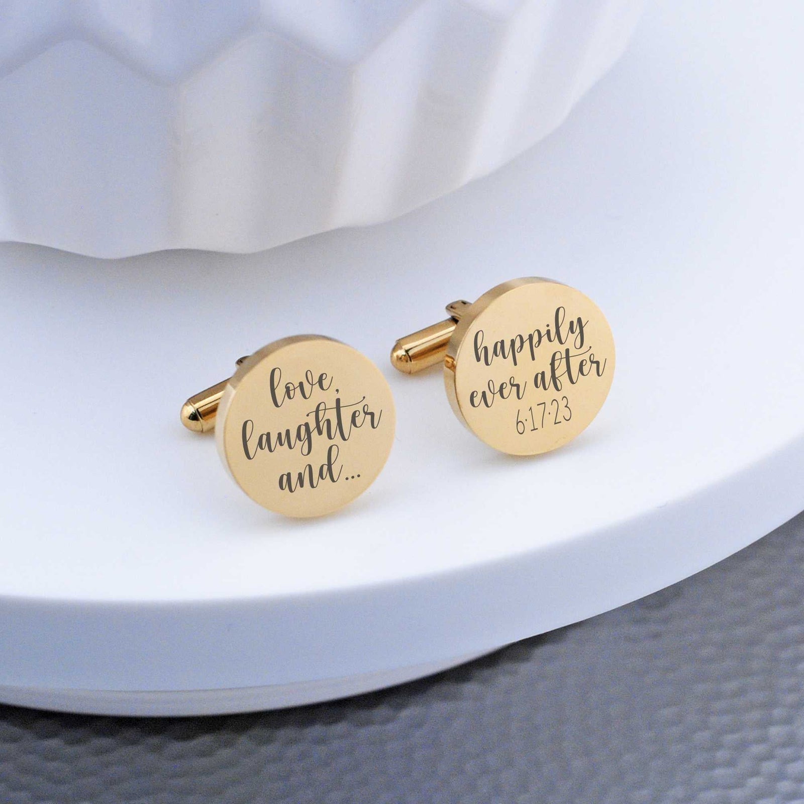 Love, Laughter, Happily Ever After - Groom Cufflinks