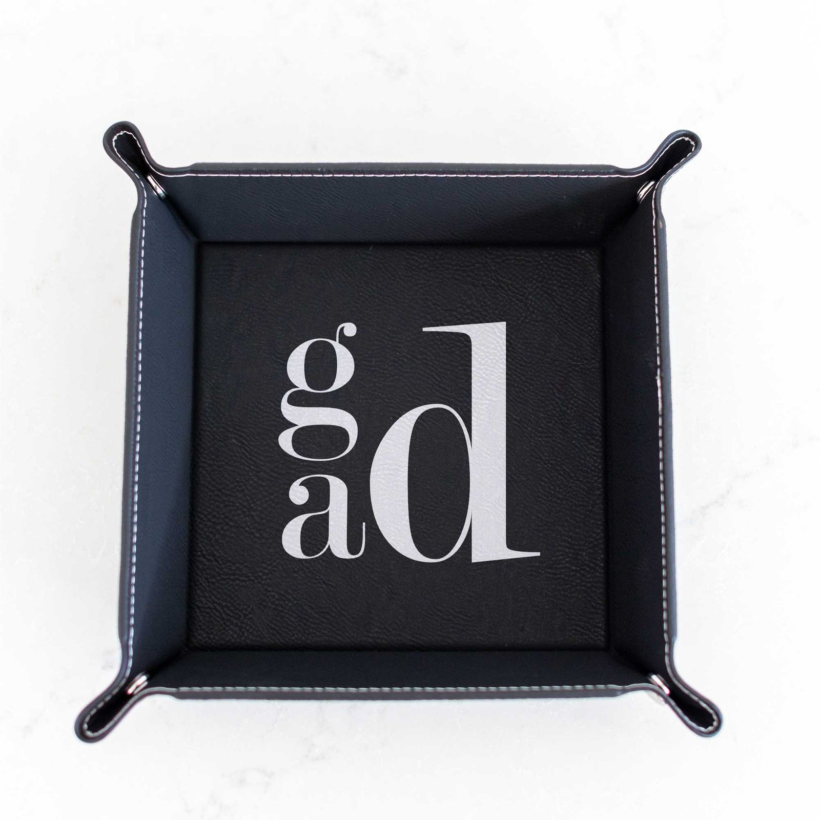 Monogrammed Vegan Leather Valet Tray