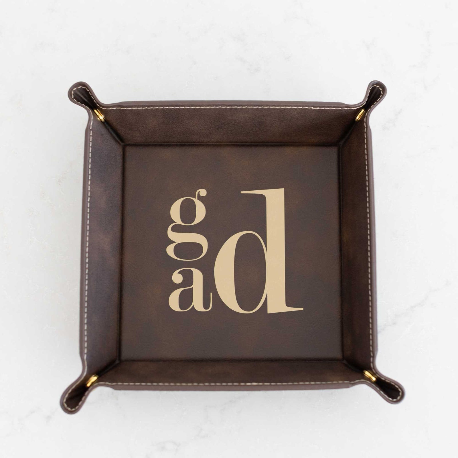 Monogrammed Vegan Leather Valet Tray