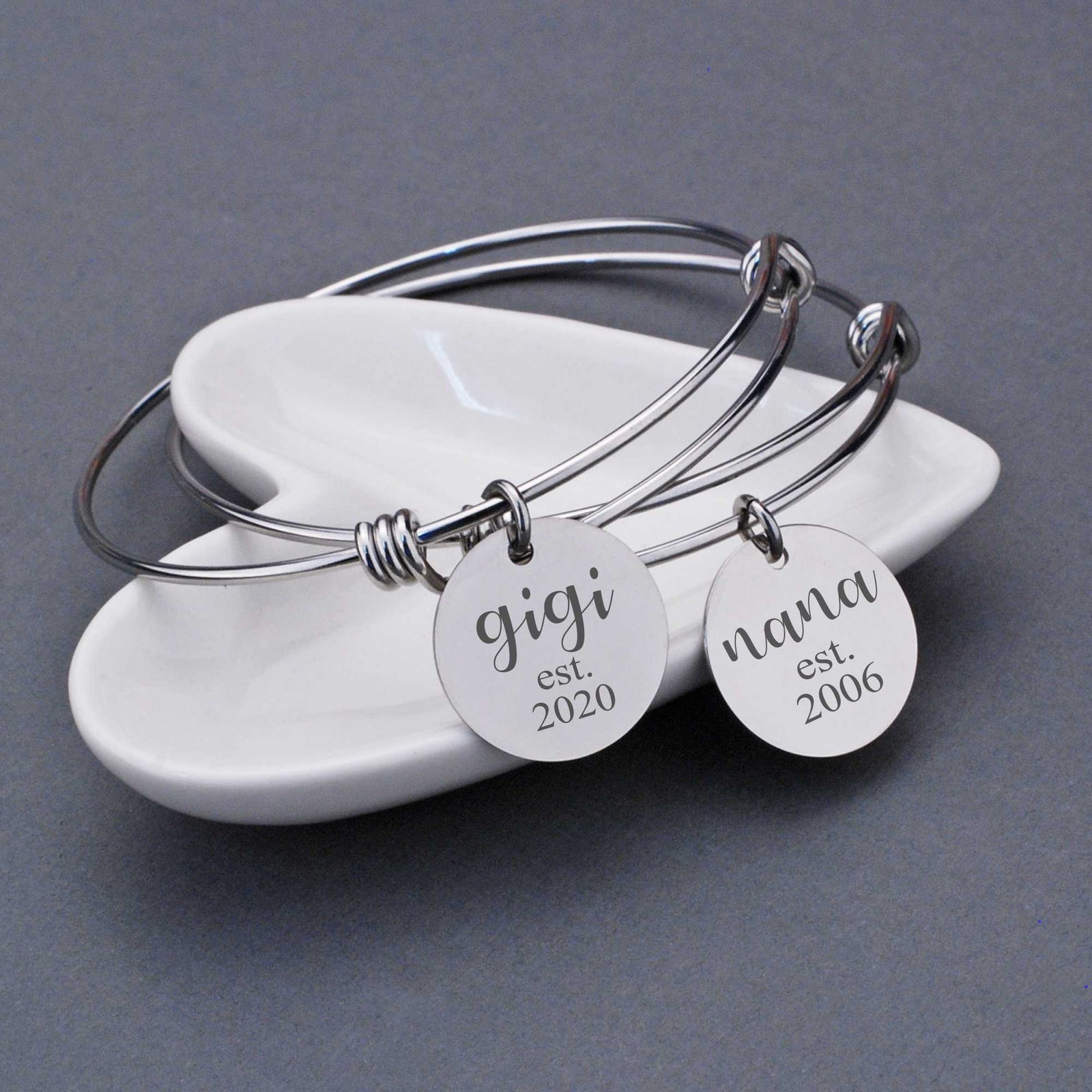 Est. Year - Adjustable Bangle Bracelet for Mom – Bracelet – Love, Georgie