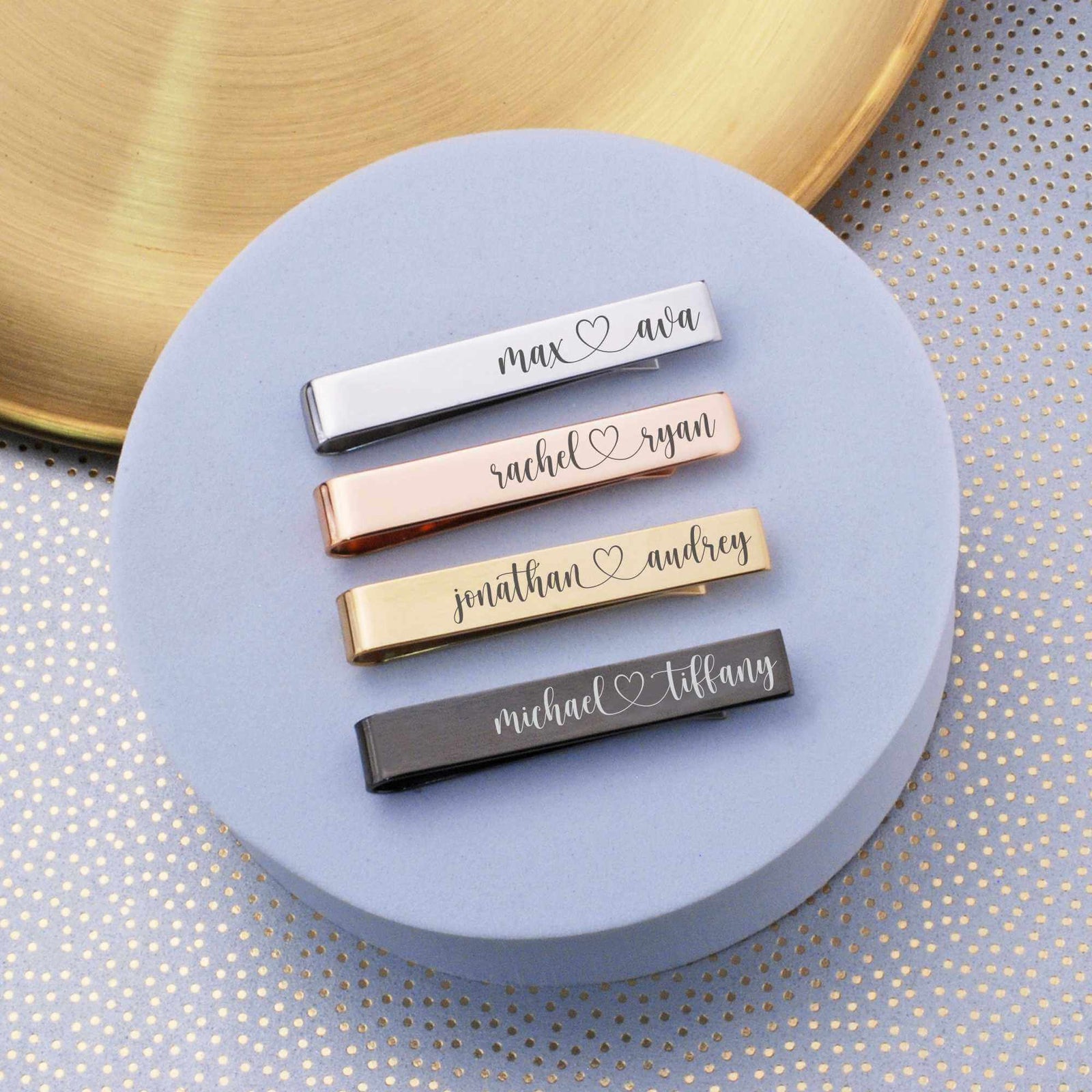 Bride and Groom Names Tie Clip