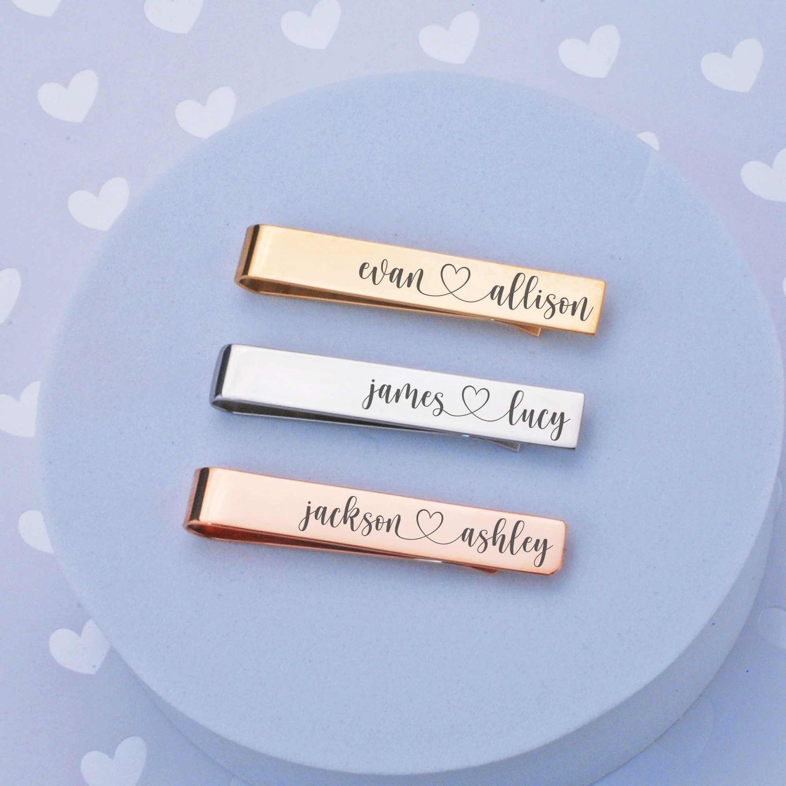 Bride and Groom Names Tie Clip