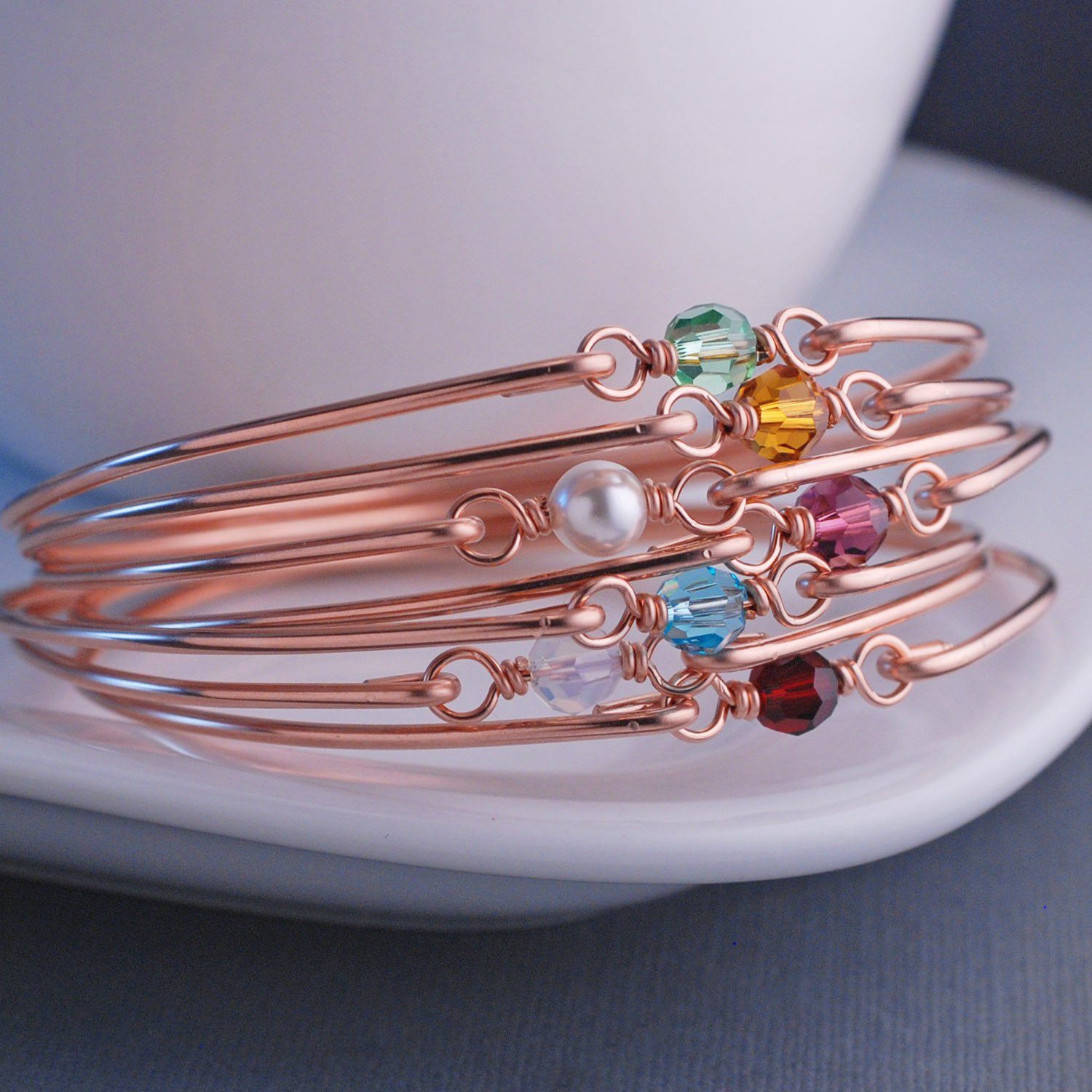 Silver Birthstone Bangle Bracelet – bracelet – Love, Georgie