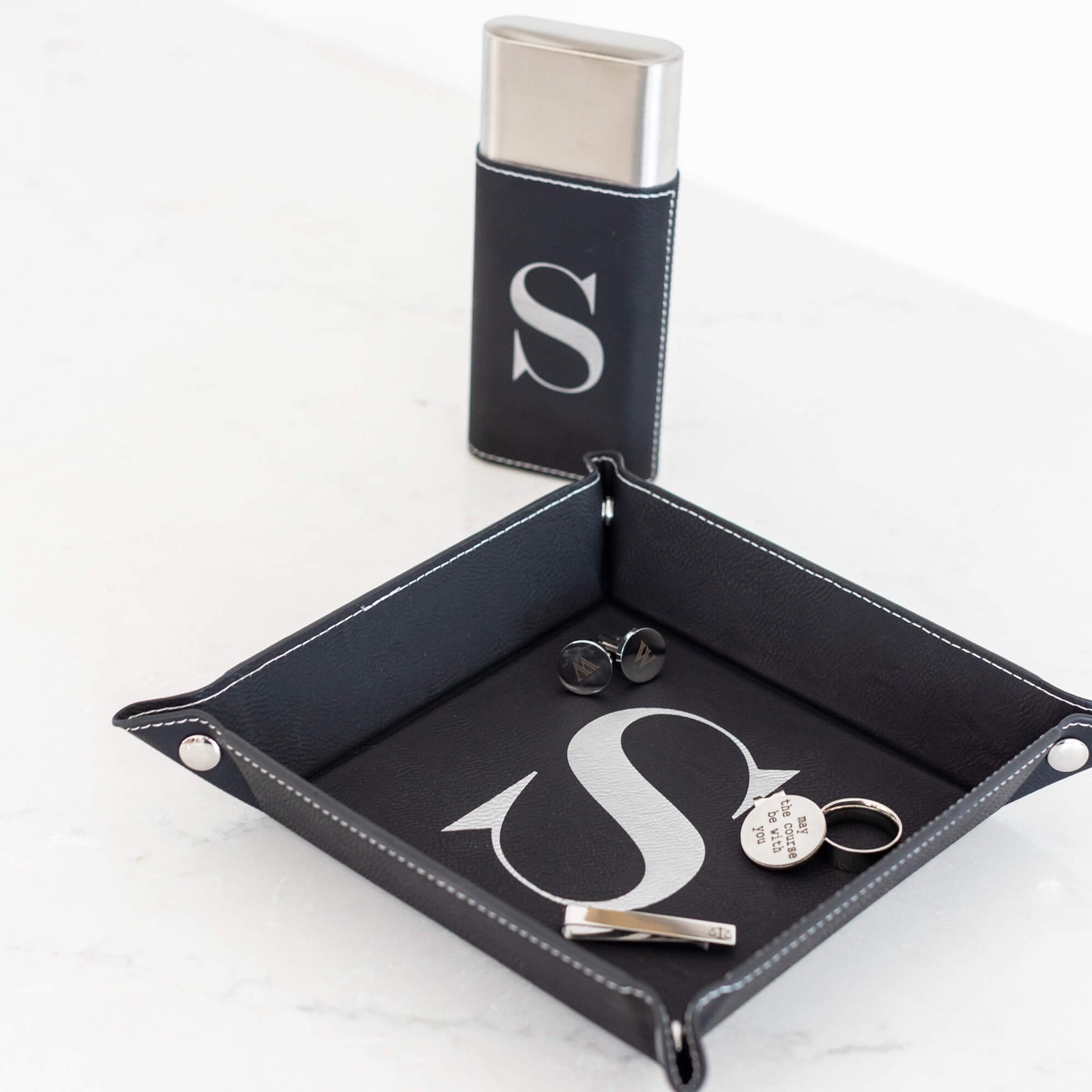 Personalized Vegan Leather Valet Tray