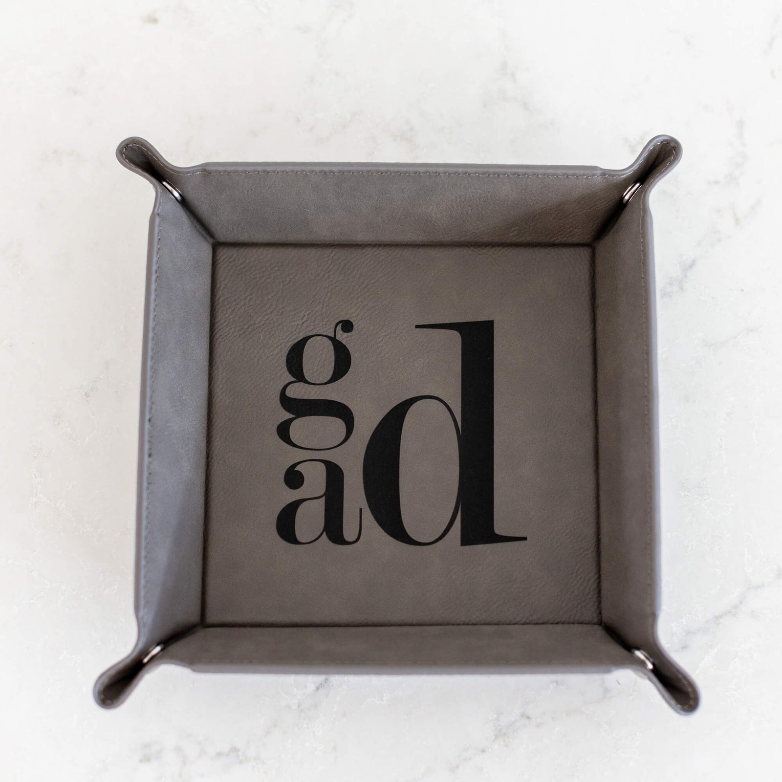 Monogrammed Vegan Leather Valet Tray