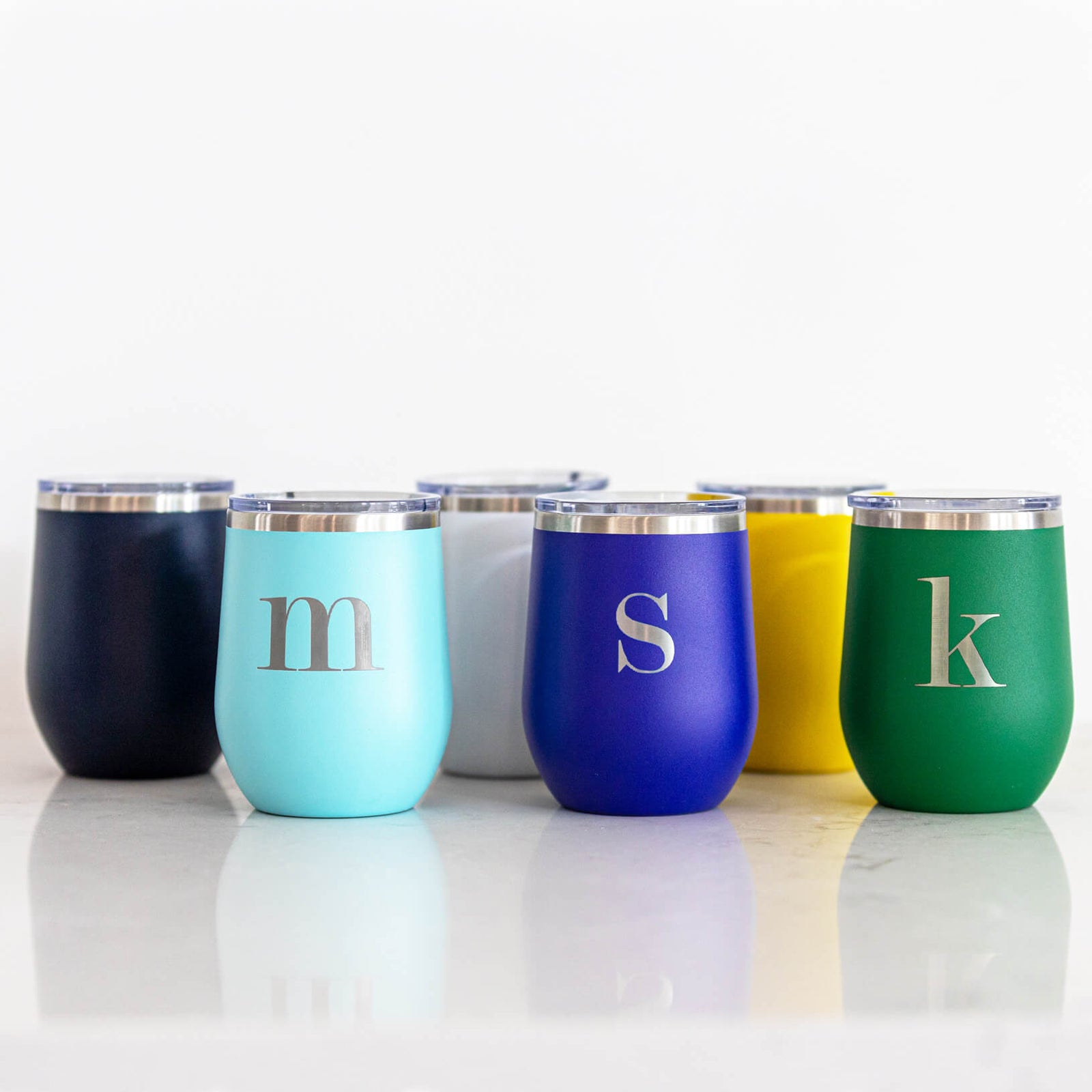 Insulated Wine Tumbler with Initial - 12 oz.