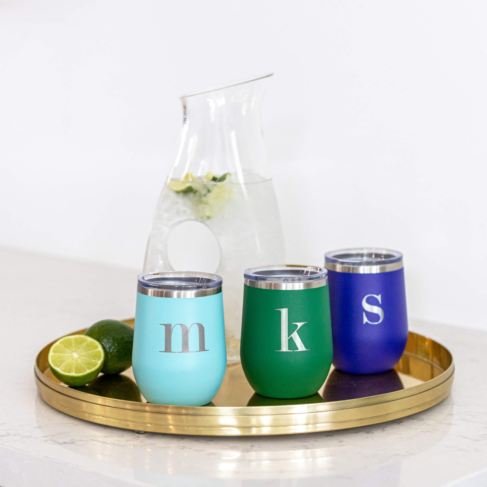 Insulated Wine Tumbler with Initial - 12 oz.