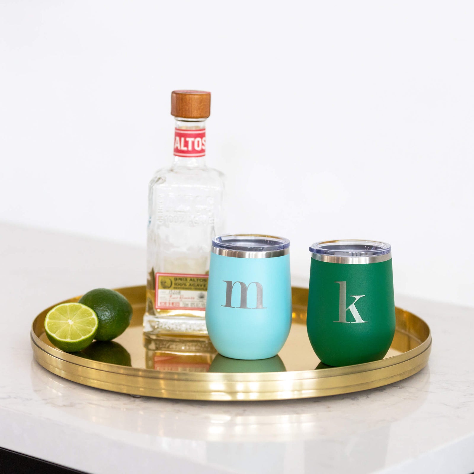 Insulated Wine Tumbler with Initial - 12 oz.