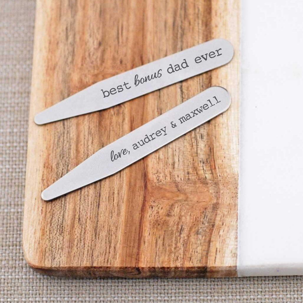 Engraved Collar Stays - Best Bonus Dad Ever – Collar Stays – Love, Georgie