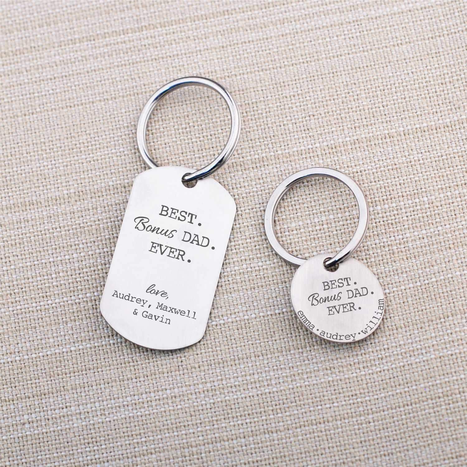 Personalized Best BONUS Dad Ever Keychain – Keychain – Love, Georgie