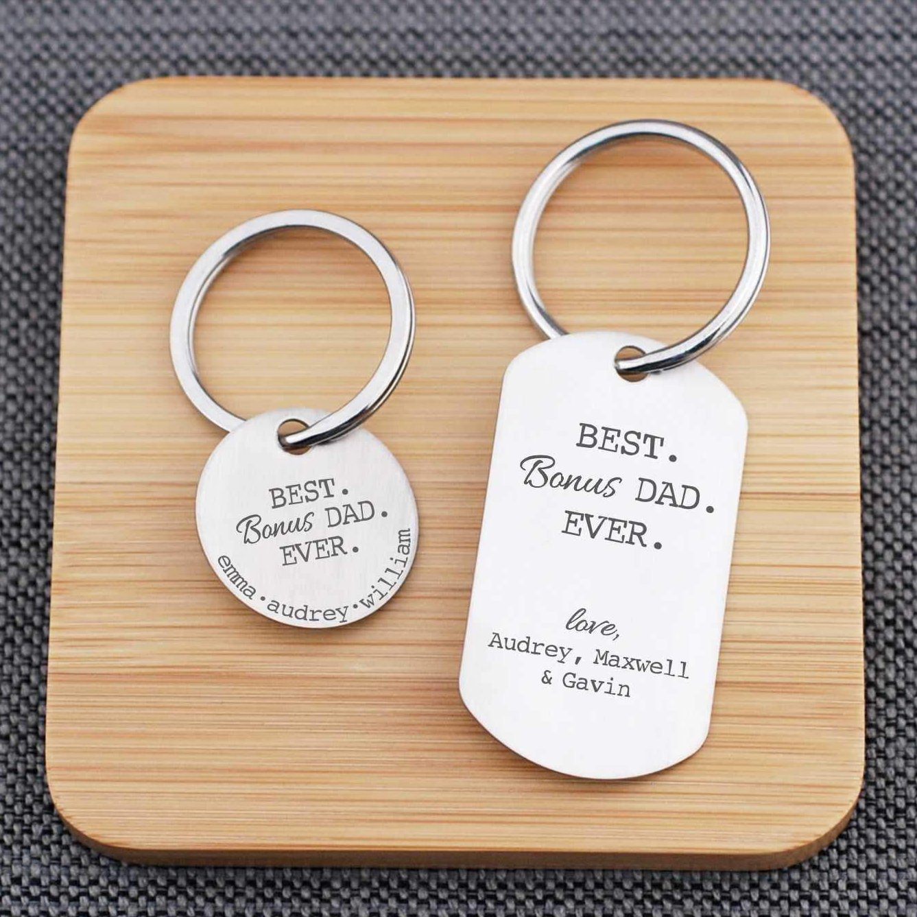 Personalized Best BONUS Dad Ever Keychain – Keychain – Love, Georgie