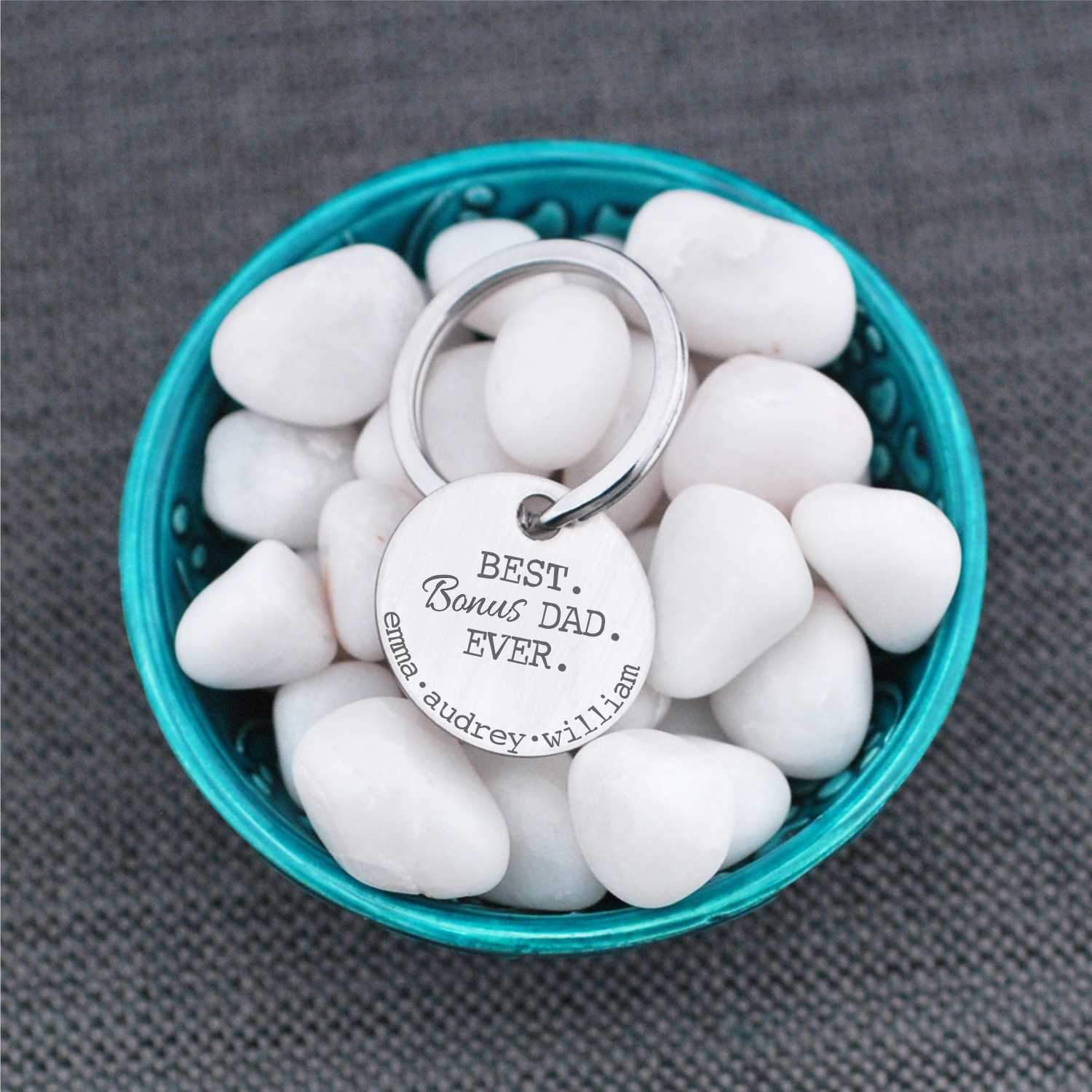 Personalized Best BONUS Dad Ever Keychain – Keychain – Love, Georgie