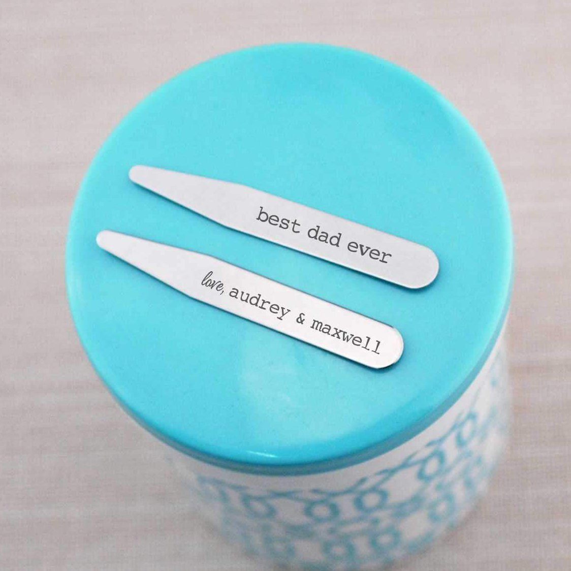 Best Dad Ever - Engraved Collar Stays – Collar Stays – Love, Georgie