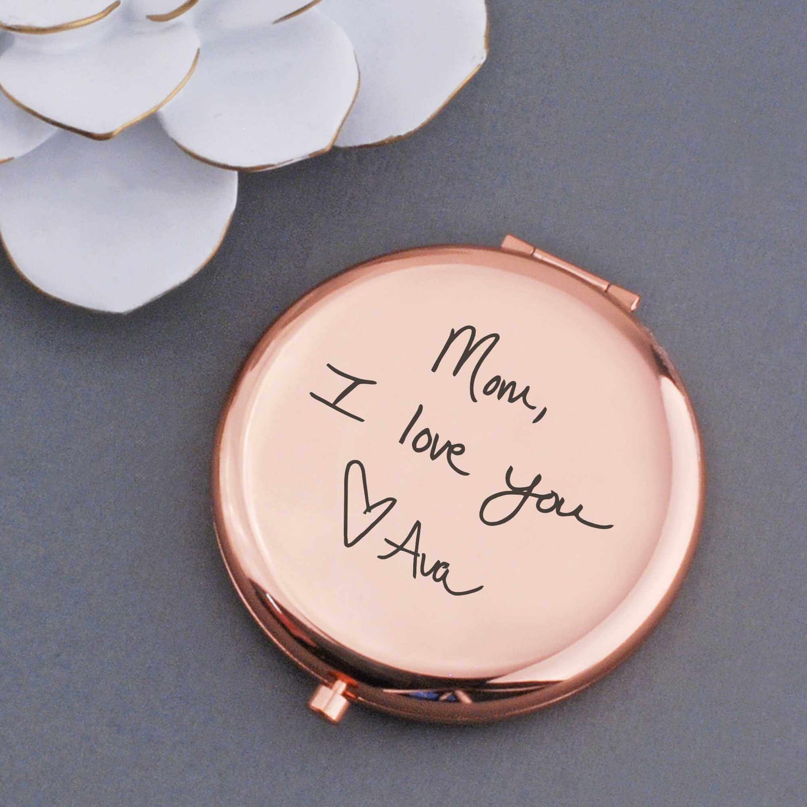 Compact Mirror Engraved with Your Own Handwriting