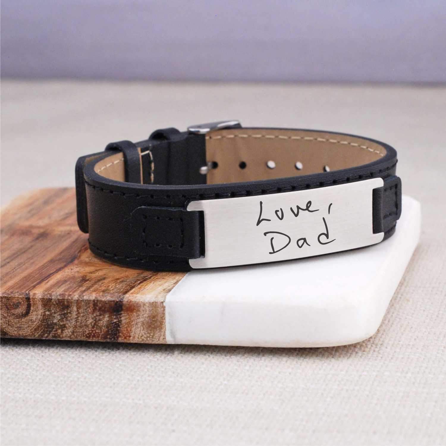 Leather Bracelet - Engraved Handwriting – bracelet – Love, Georgie