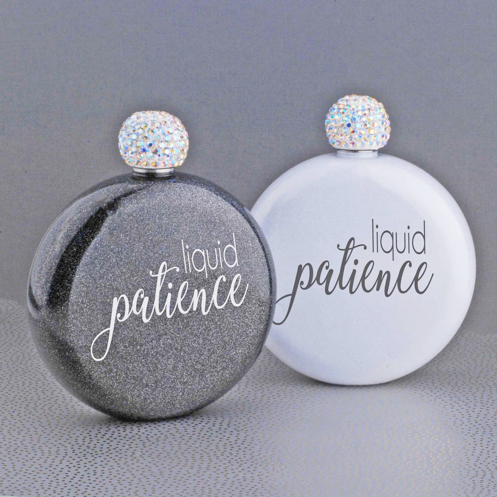Liquid Patience' - Round Glitter Flask – Flask – Love, Georgie