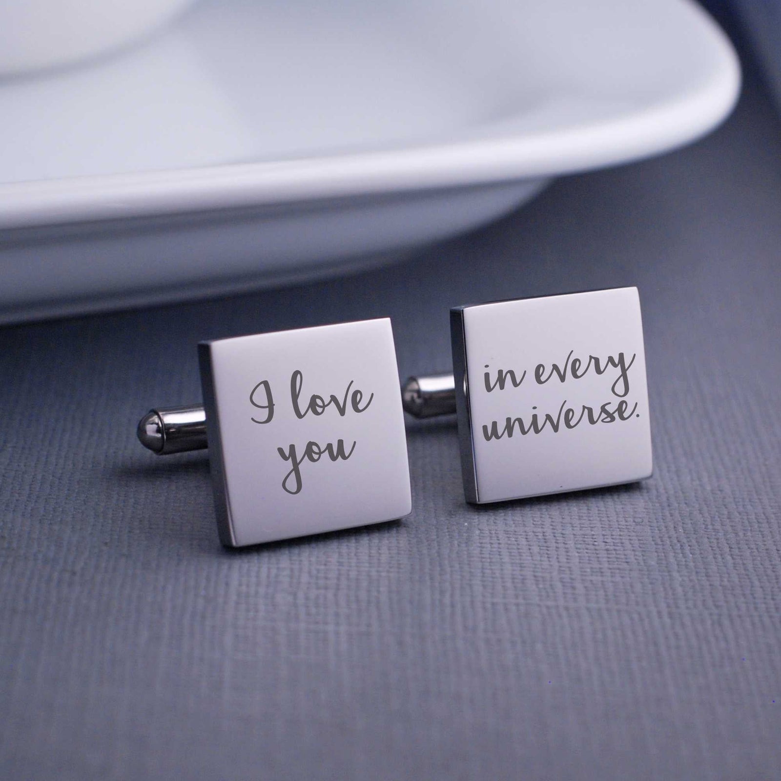 I love you in every universe' Cufflinks – Cufflinks – Love, Georgie