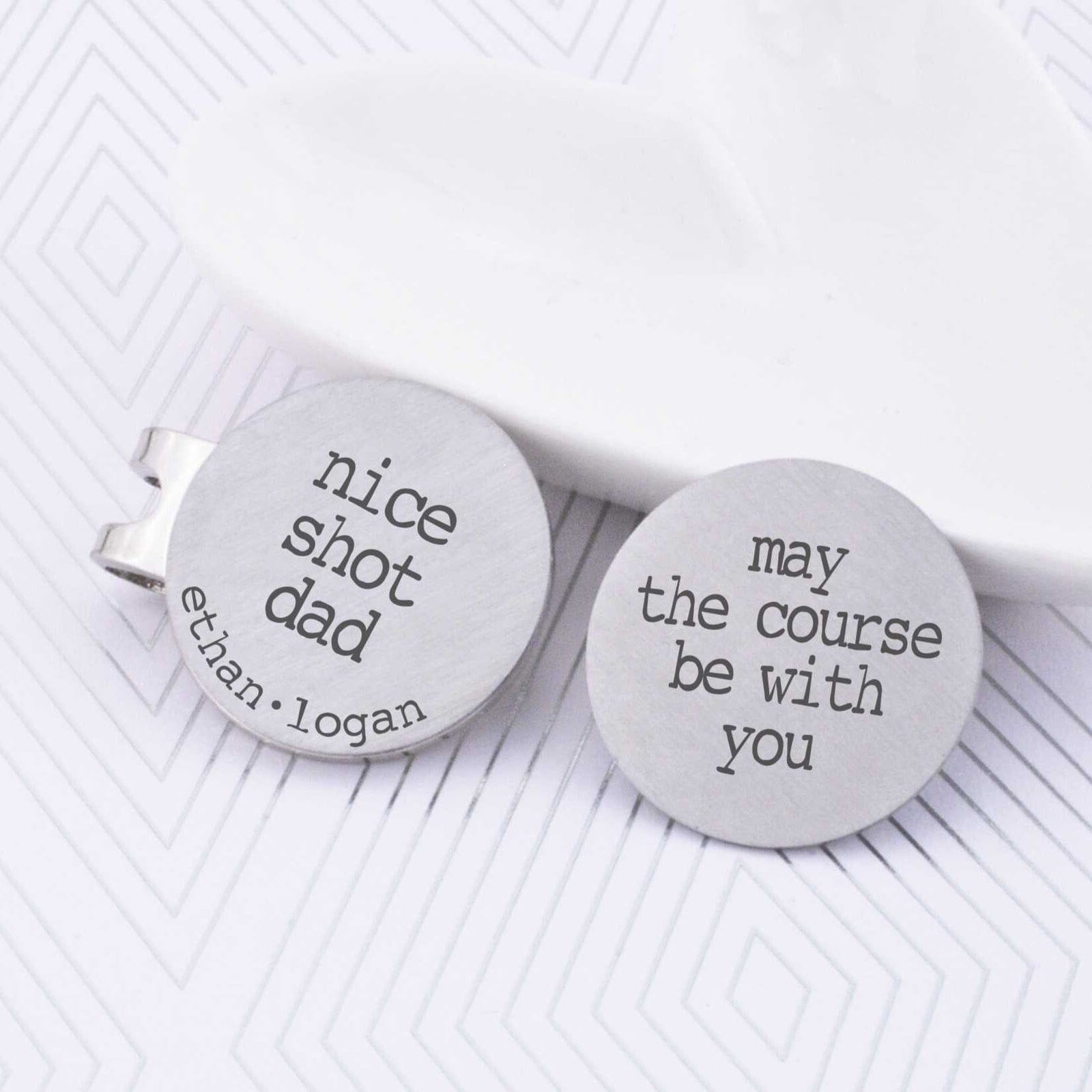Golf Ball Marker Set: May the Course Be with You + Nice Shot Dad – Golf Ball Markers – Love, Georgie